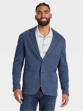 NWT Men's Comfort Wear Knit Blazer - Goodfellow & Co Fighter Pilot Blue Large
